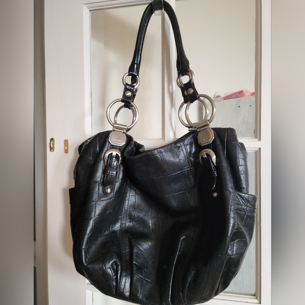B. Makowsky Black Leather Hobo Bag Satchel